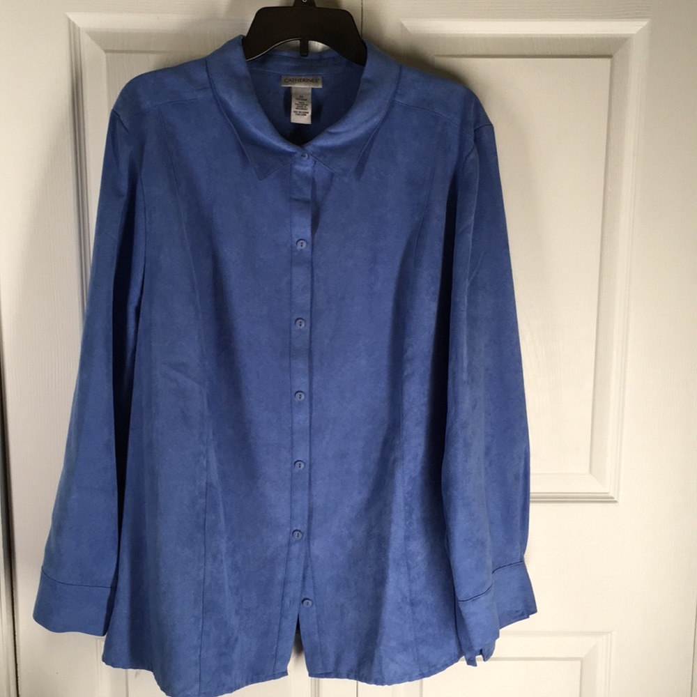 Suede Like Fabric Blouse 2X